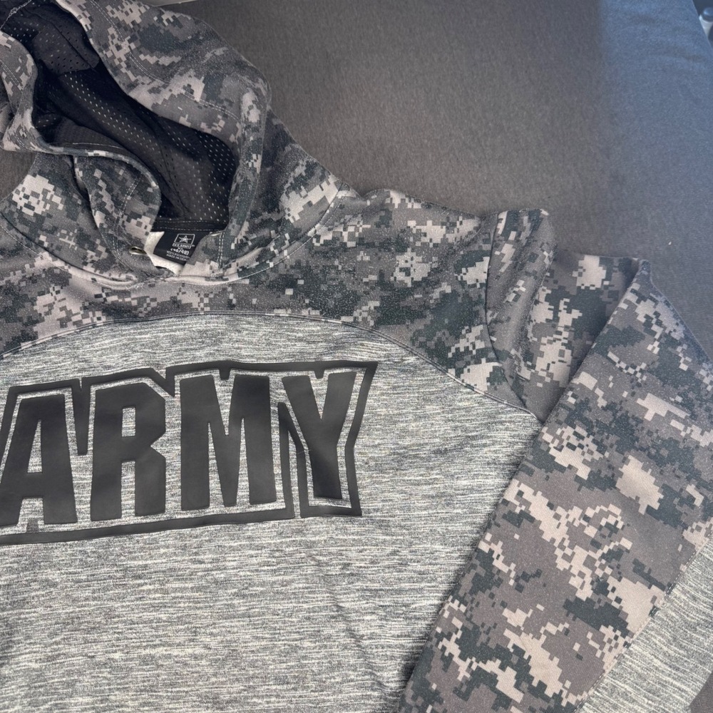 US Army Mens XL Digital Camo‎ Performance Hoodie Grey Space Dye Sweatshirt